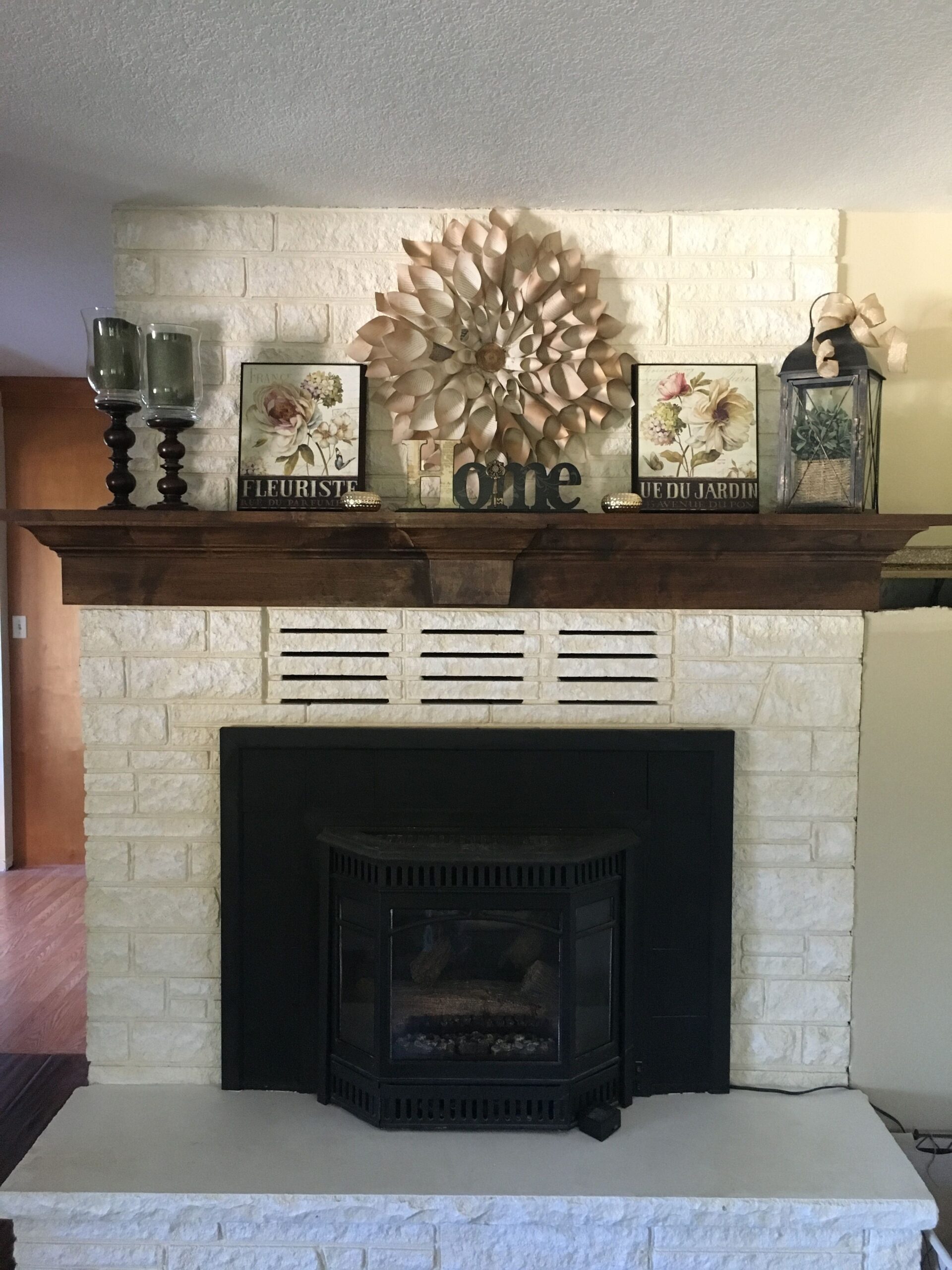 alluring dark brick fireplace with white mantel look for designs mantels for brick fireplaces image