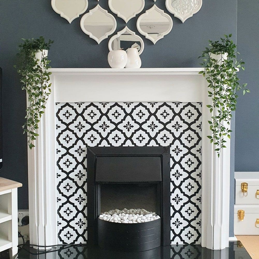 alluring savvy diy er transforms fireplace surround with self adhesive floor peel and stick tile around fireplace photo