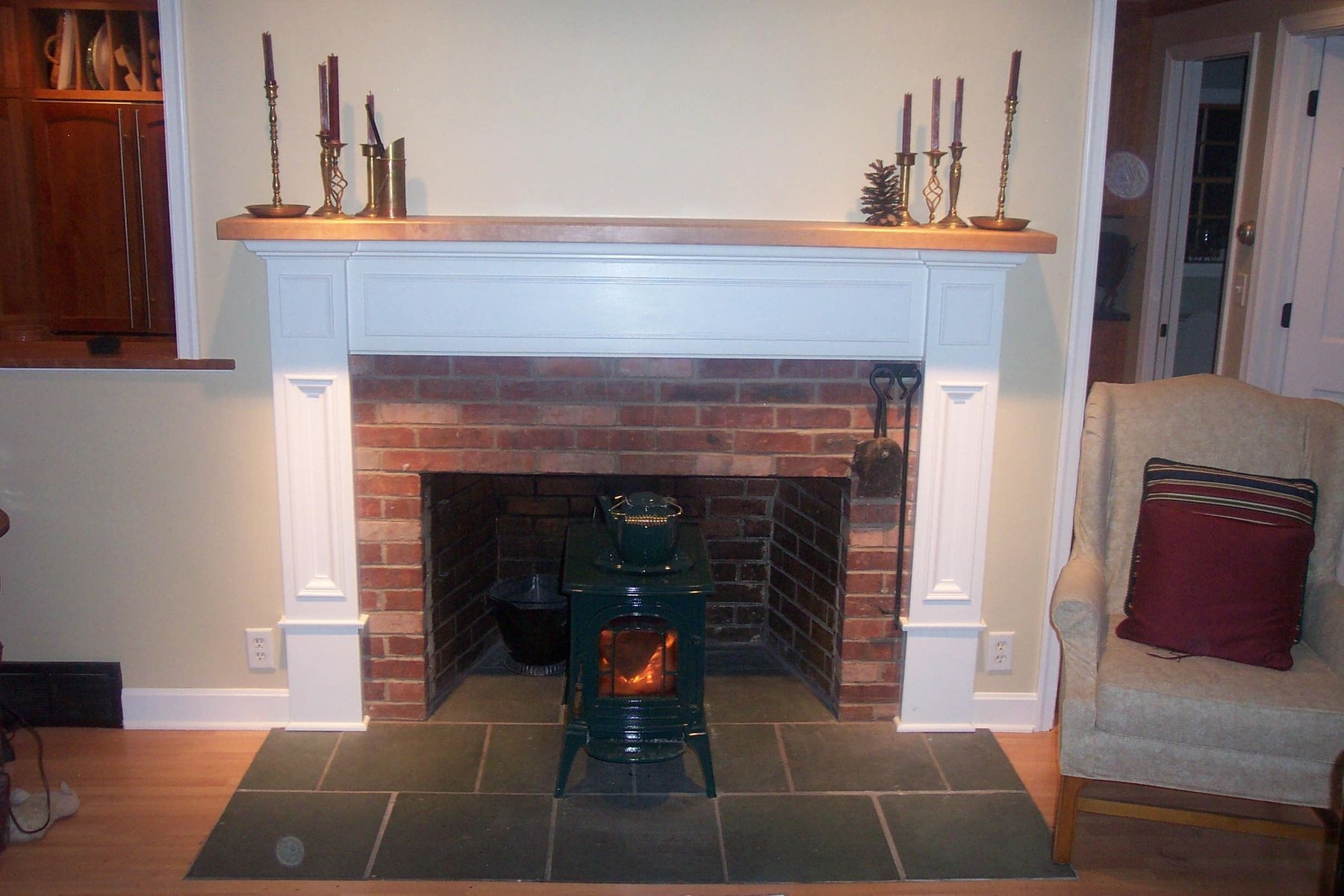 amazing hand crafted custom fireplace surround with solid cherry mantel how to attach mantle to brick fireplace image