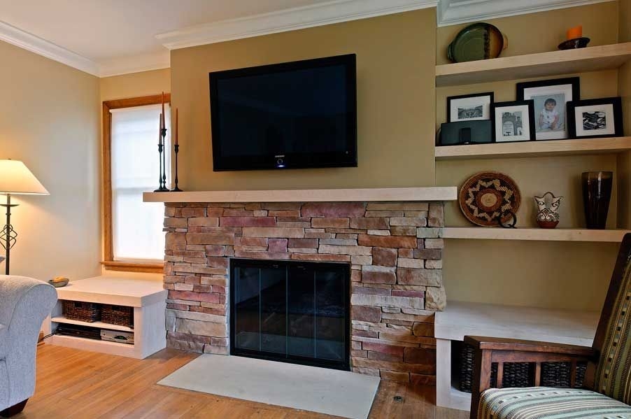 amazing this could work for me pretty well my set up is almost the same full brick wall fireplace makeover picture
