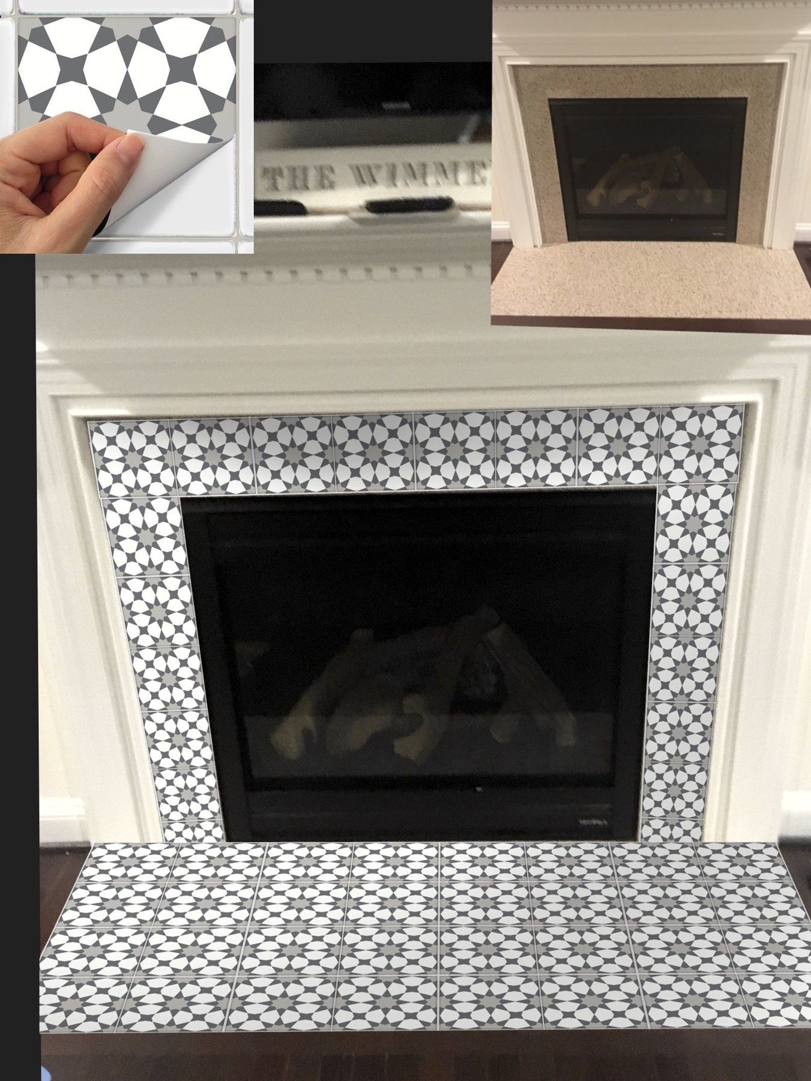 amazing tile sticker kitchen bath floor fireplace &amp; removable peel | etsy (with peel and stick tile around fireplace photo
