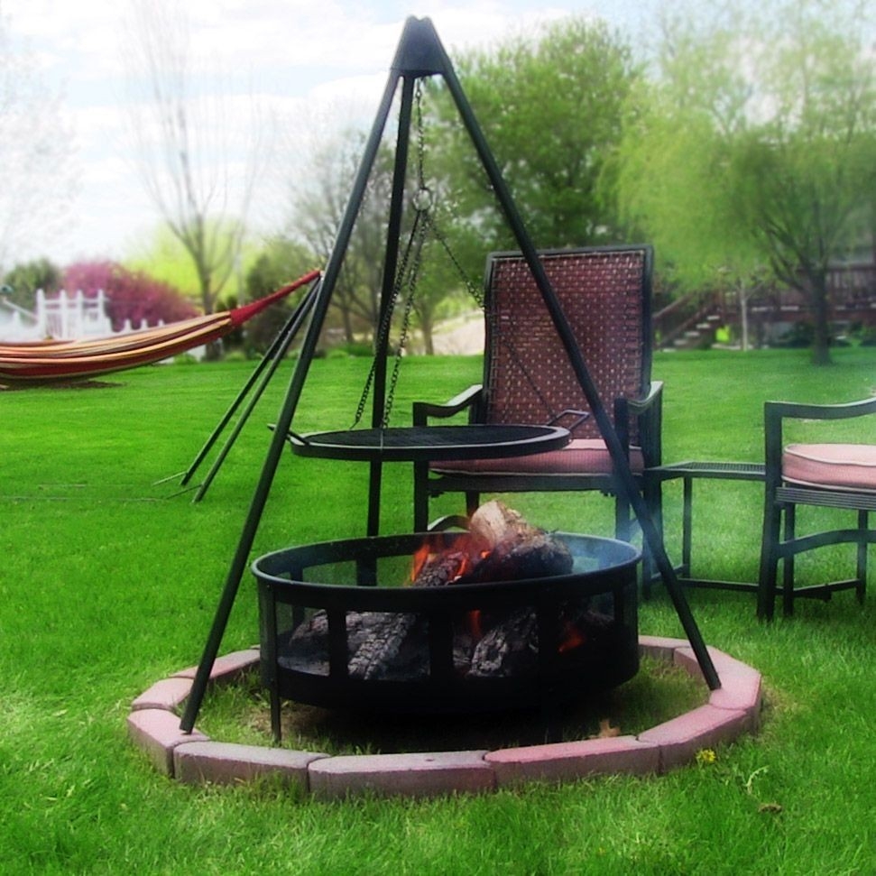 astonishing backyard camping fire pit tripod grill with 19" cooking grate outdoor fireplace cooking grates pics