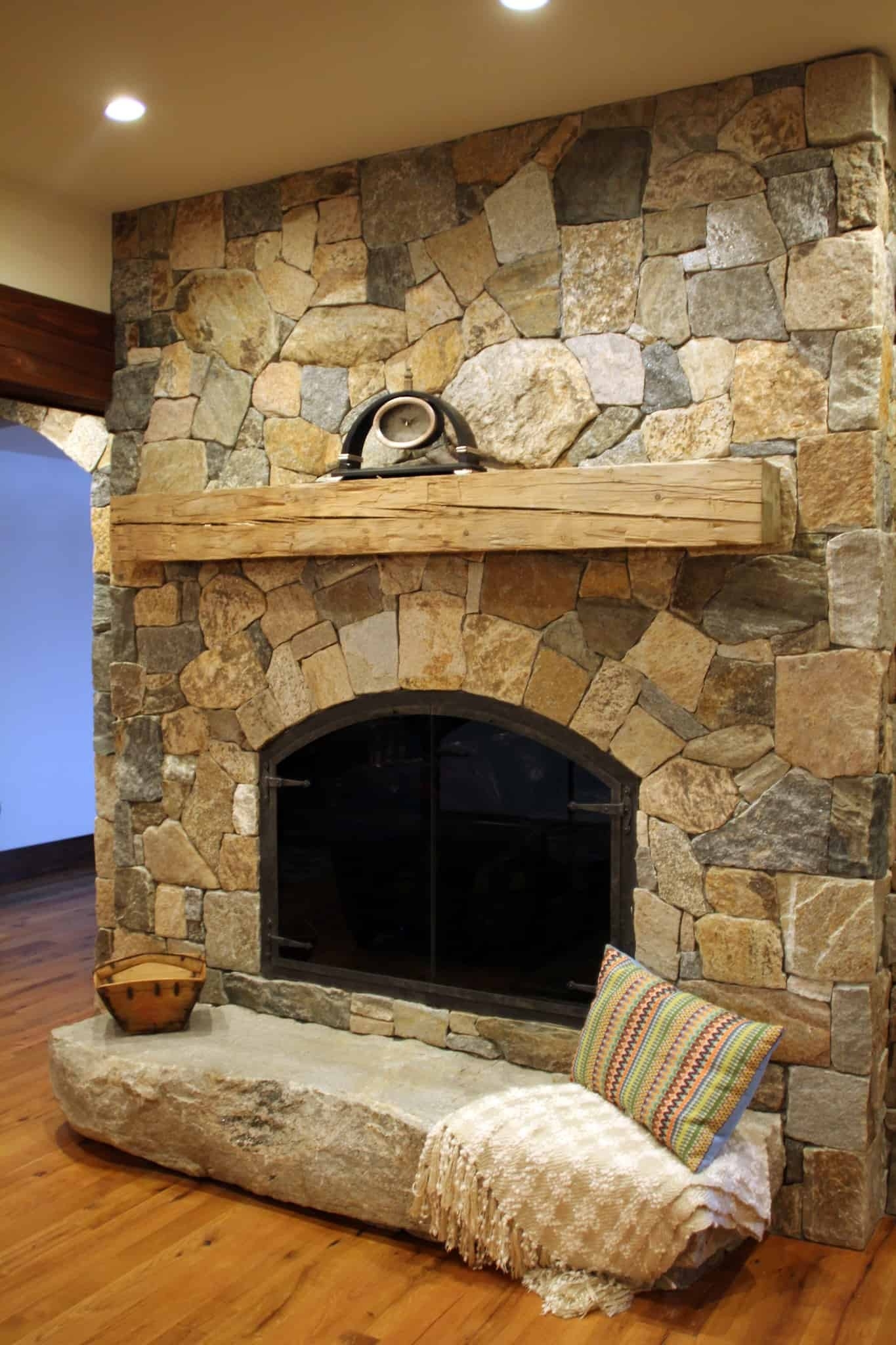 astonishing boston blend mosaic thin veneer| stoneyard® stone work around fireplace picture