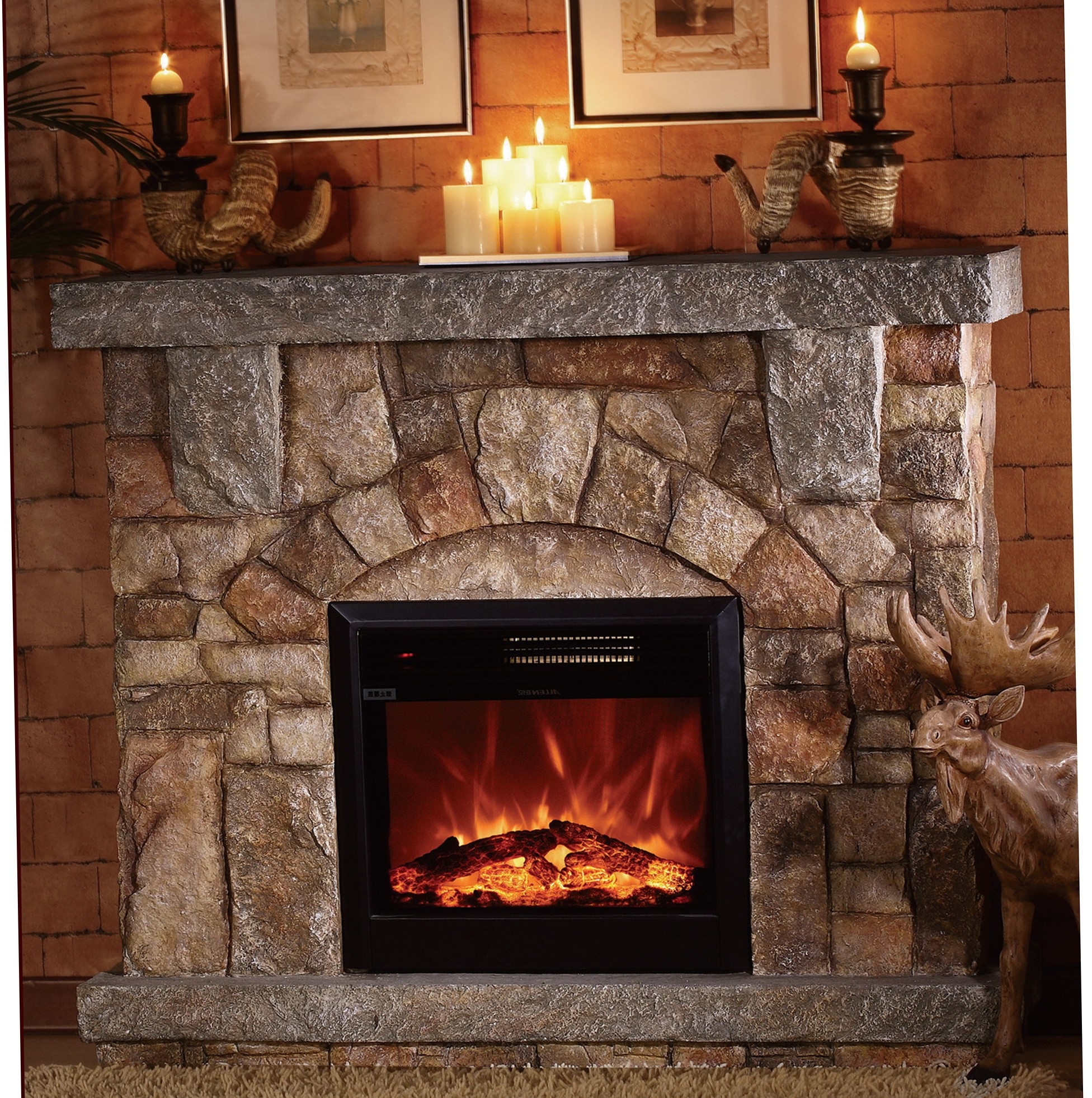 astonishing stone electric fireplace for modern rustic home designs homesfeed how to build a faux stone fireplace picture