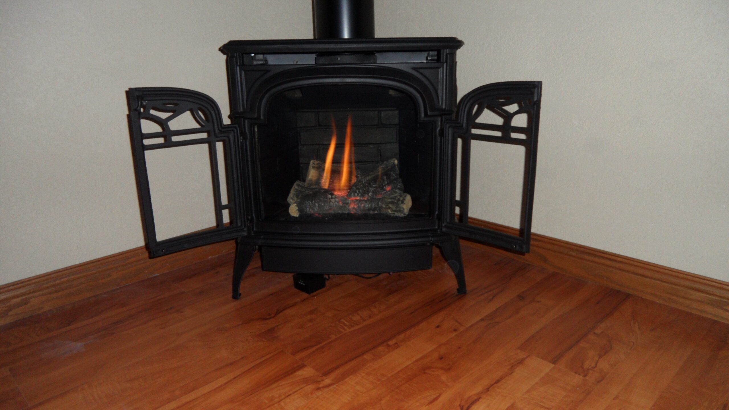 awesome our work free standing gas fireplace with decorative doors how to work a gas fireplace image