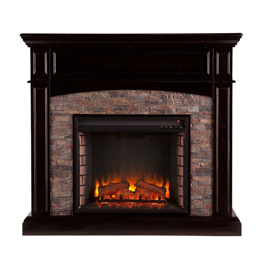 best 45 5" grantham faux stone convertible electric media fireplace ebony fake river rock for fireplaces pics