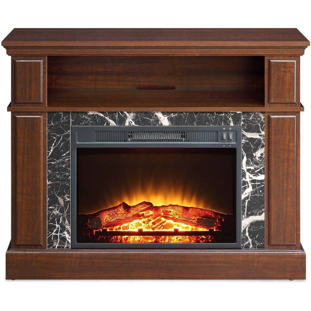 best 50" tv stand electric fireplace media console cherry wood faux marble cherry wood electric fireplaces picture
