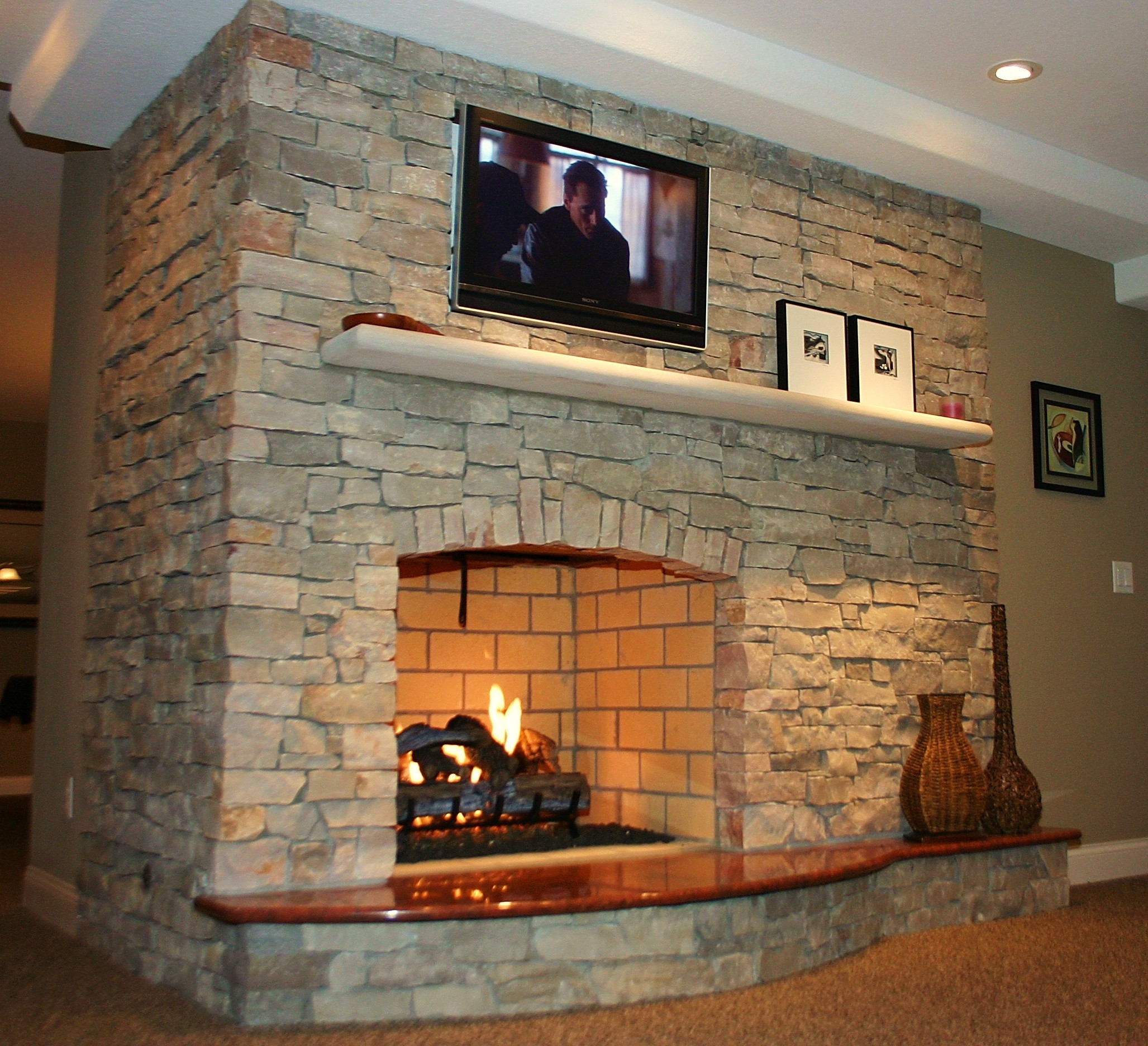 best fireplaces | kirk wylie masonry stone work around fireplace picture