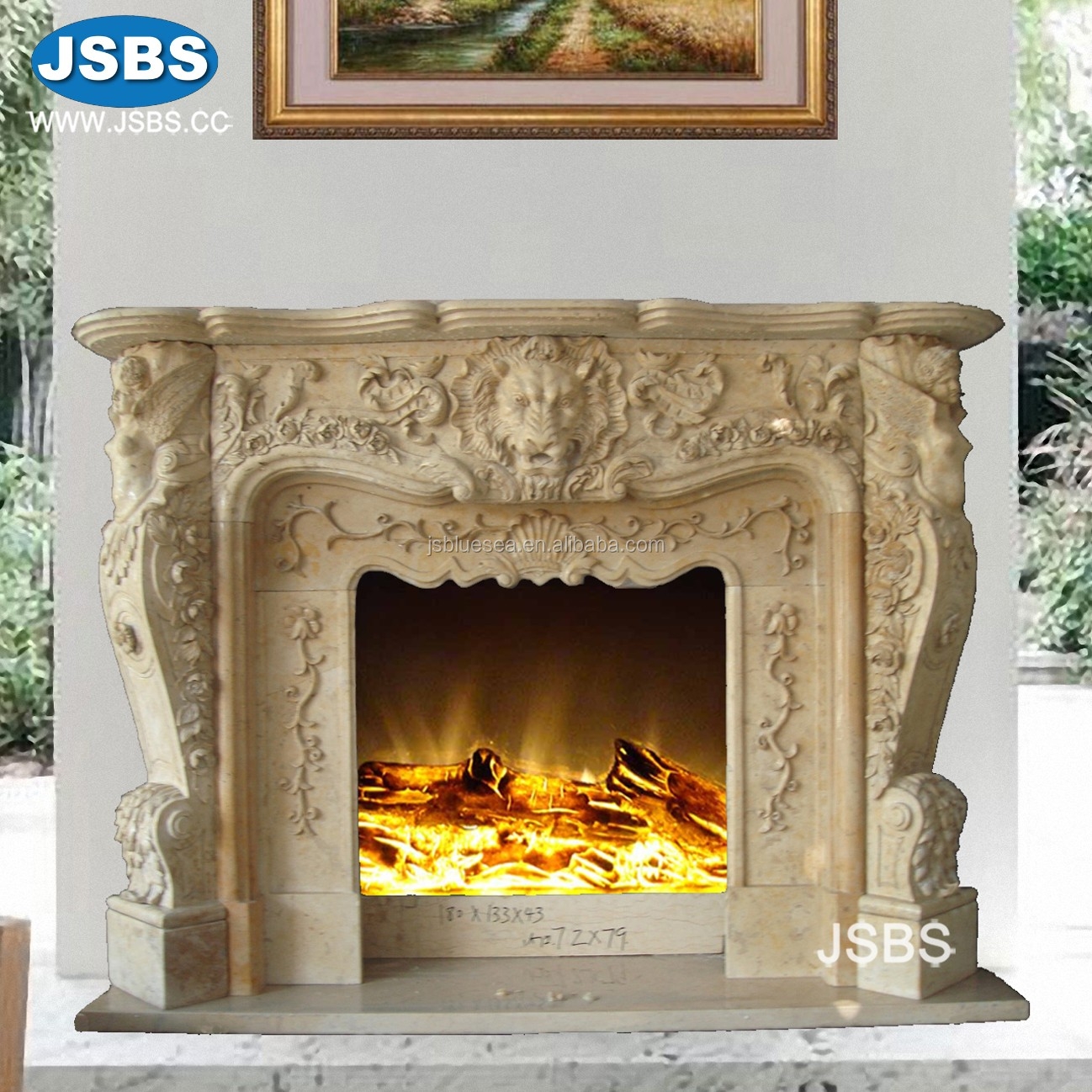 best home decoration hand carved natural marble lion head fireplace mantel cheap fireplaces for sale picture