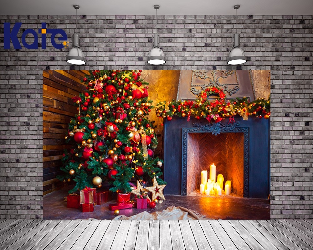 best kate no wrinkles christmas backdrop photography colorful christmas tree christmas tree by the fireplace pics