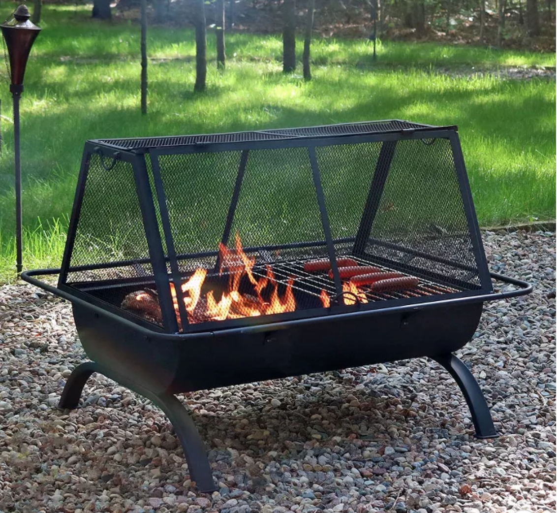 best northland 36″ wood burning fire pit with cooking grate rectangle outdoor fireplace cooking grates picture