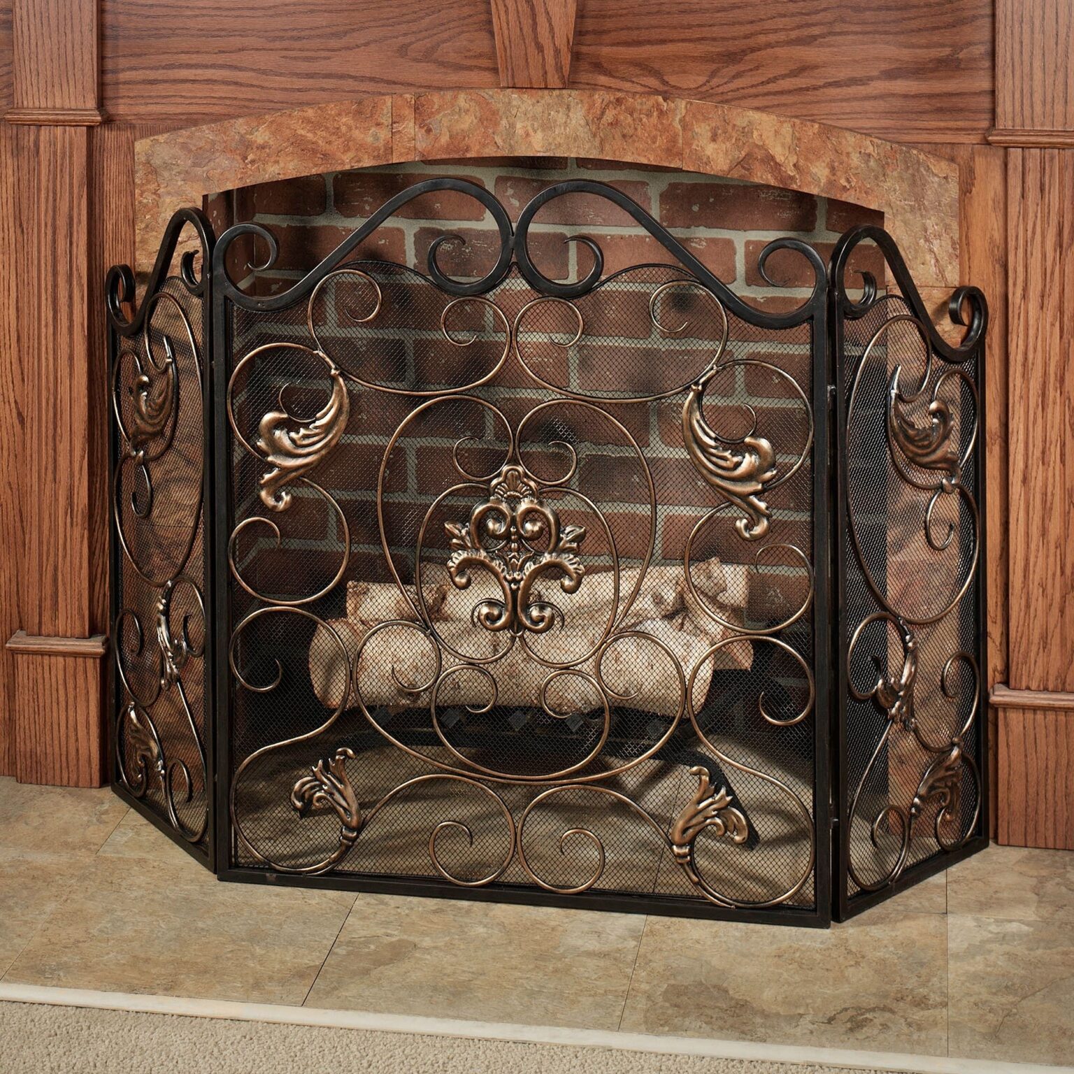 best taleisin scroll metal fireplace screen small decorative fireplace screens image
