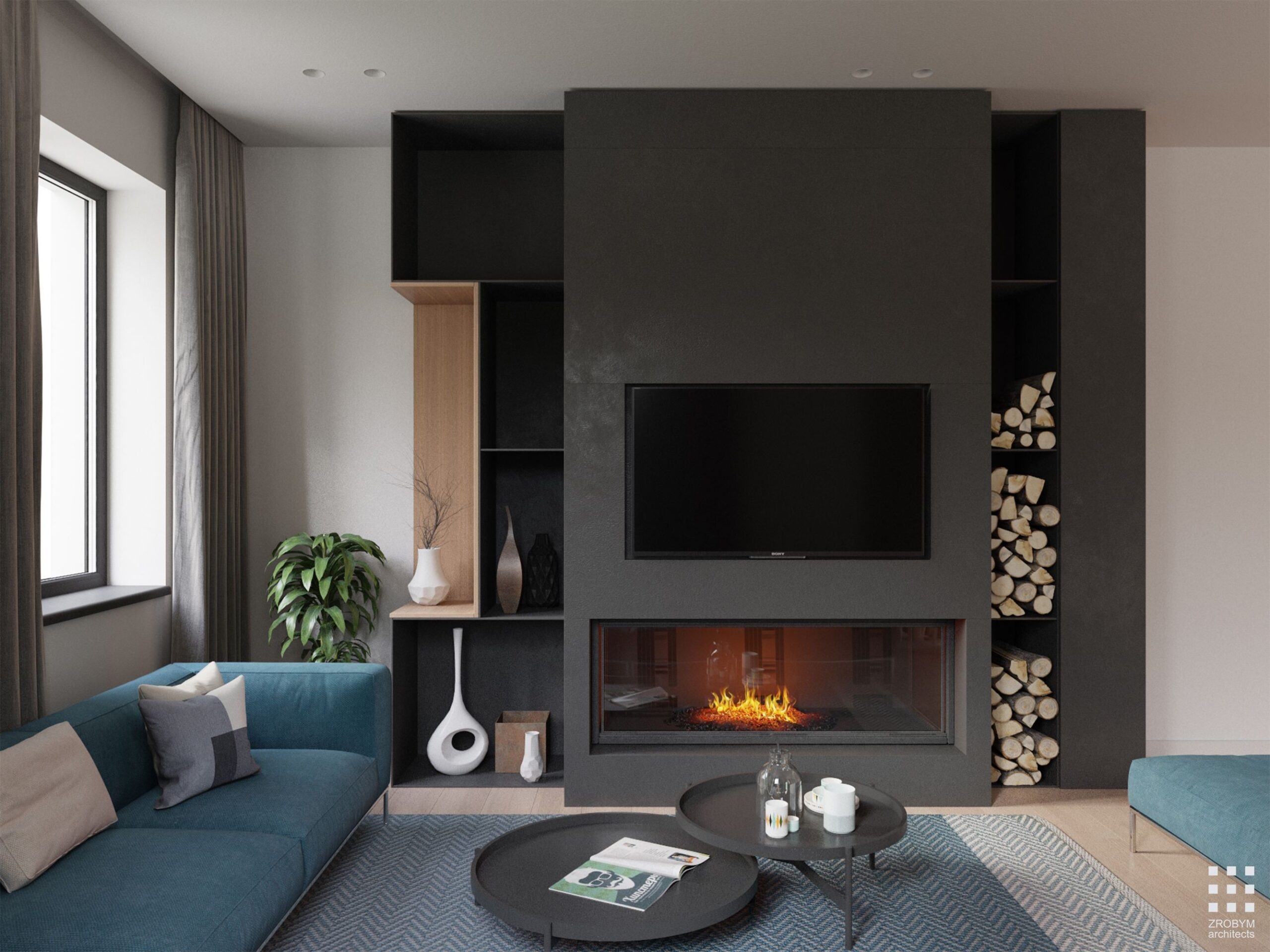 best tarasovo on behance | living room built ins, new living room, wooden living room layout with fireplace and tv pics