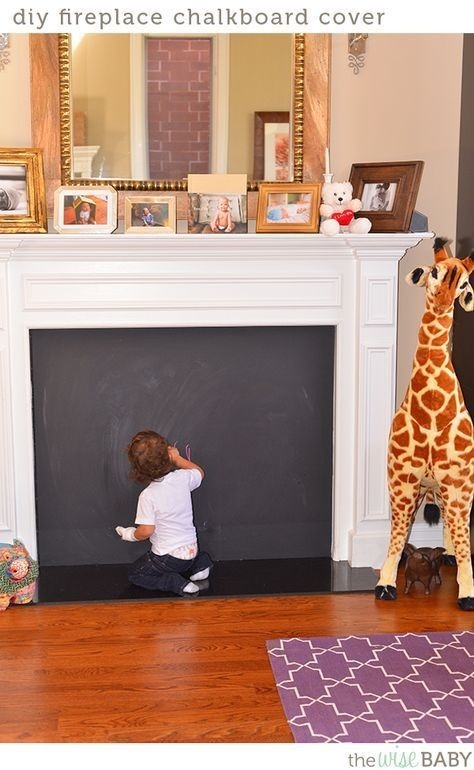 brilliant diy fireplace chalkboard cover | diy fireplace, baby proof fireplace how to baby proof your fireplace image