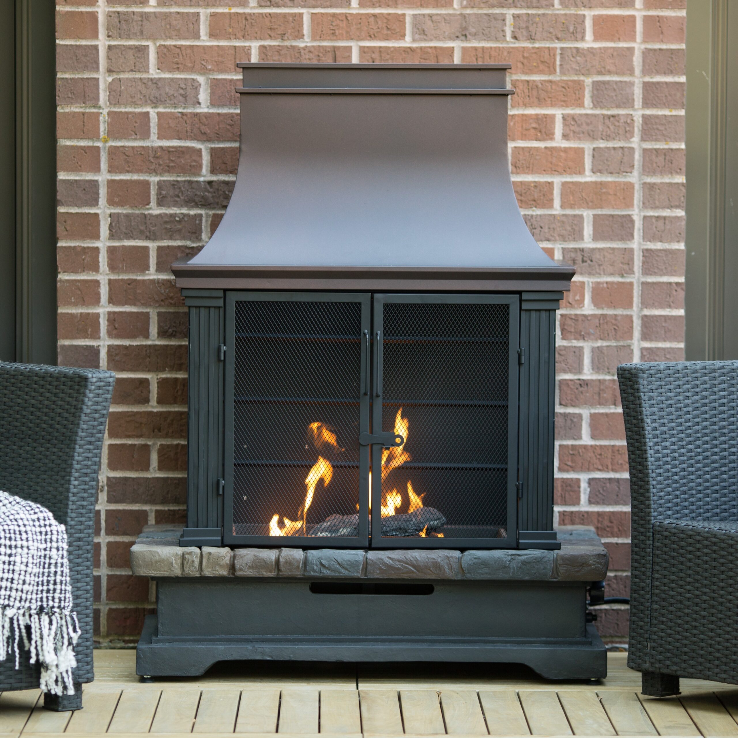 brilliant red ember fairfield propane fireplace at hayneedle outside fireplaces for sale image