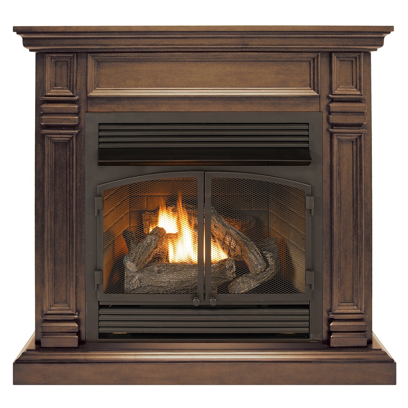 brilliant ventless fireplace system dual fuel technology chocolate finish with fireplace that heats the whole house photo