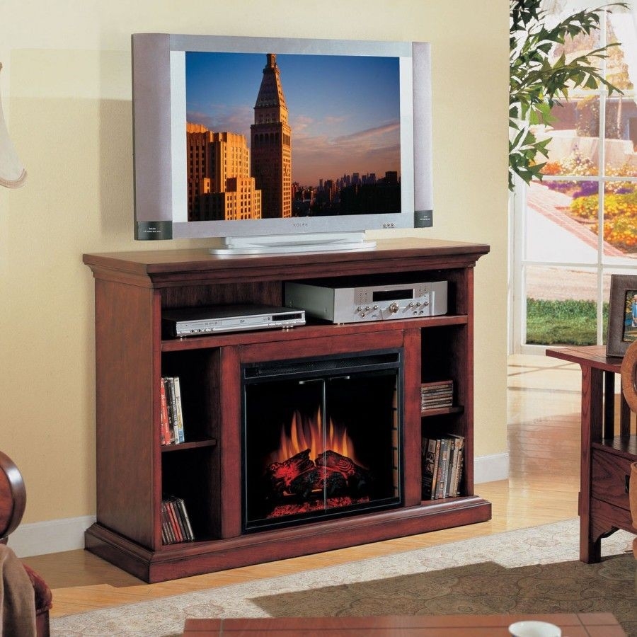 buy classic flame beverly 48" fireplace &amp; tv stand in premium cherry finish big lots fireplace tv stand photo