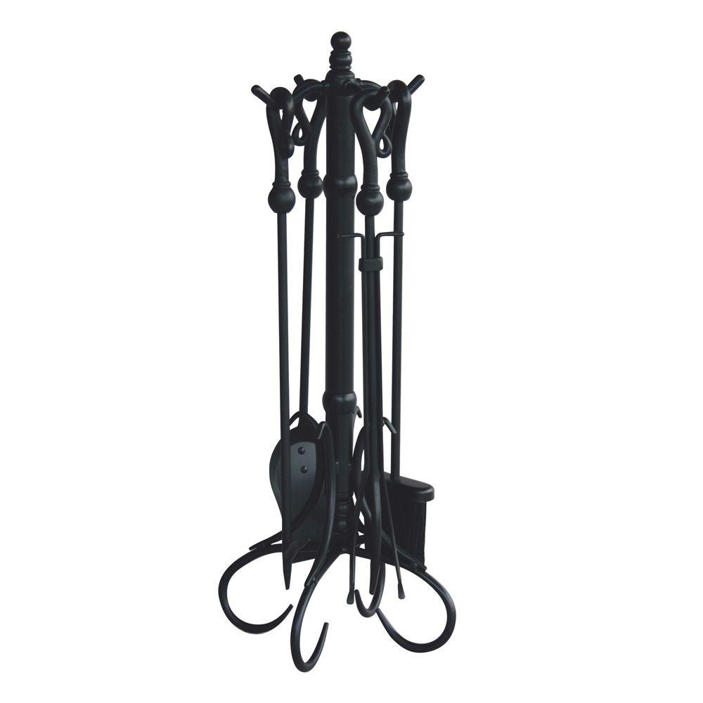 buy uniflame black wrought iron 5 piece fireplace tool set with crook where to buy fireplace tools photo