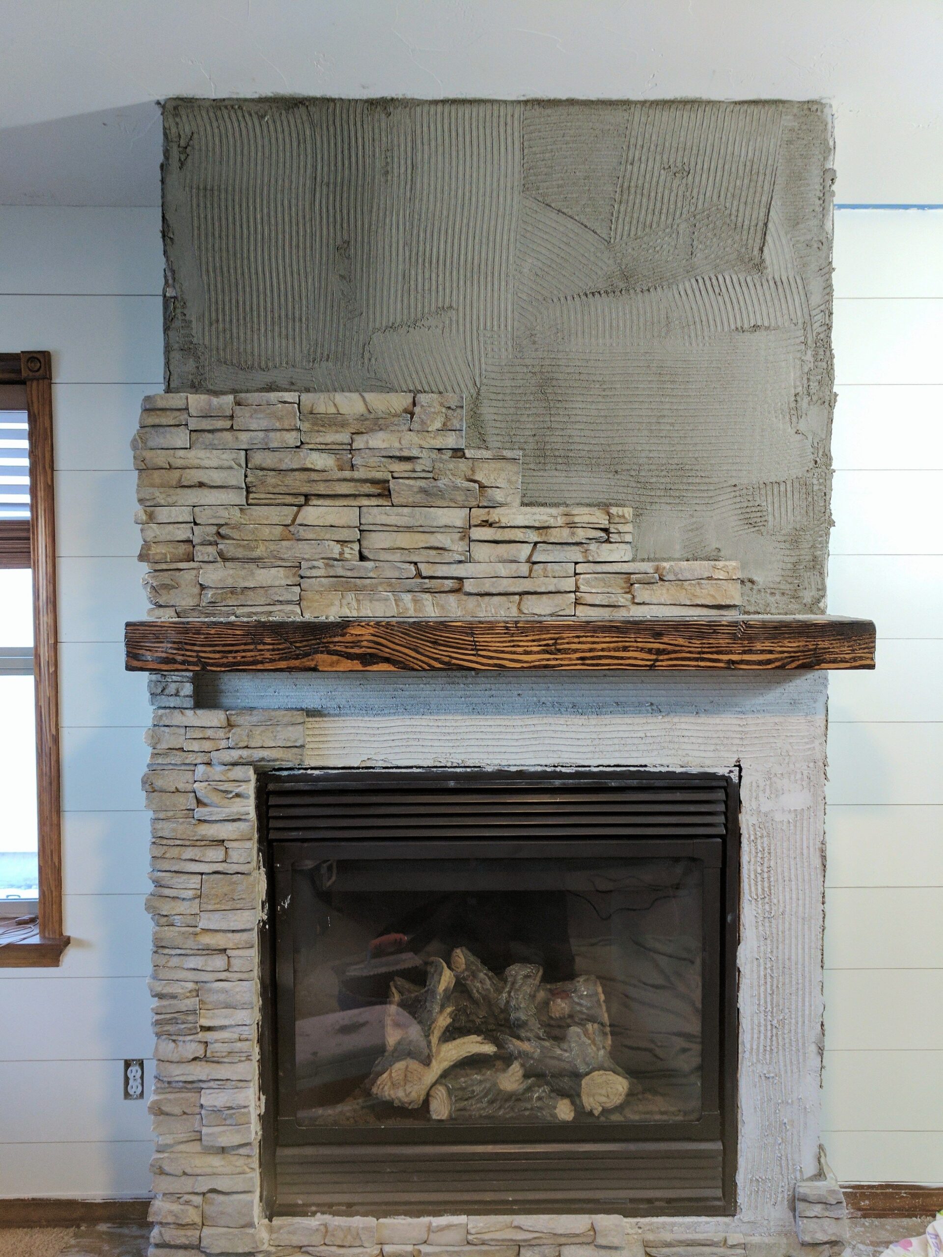 cheap stacked stone fireplace remodel (with images) | stone fireplace remodel how to redo a fireplace with stone image