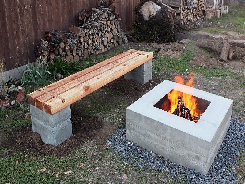 excellent 35 cinder block furniture backyard | diy bench outdoor, fire pit outdoor fireplace cinder block picture