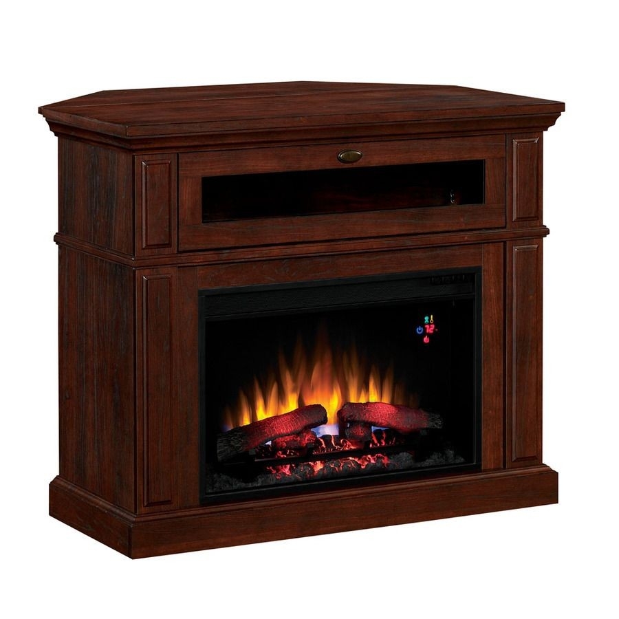 excellent shop style selections 40 in brown cherry laminate corner electric lowes com electric fireplaces image