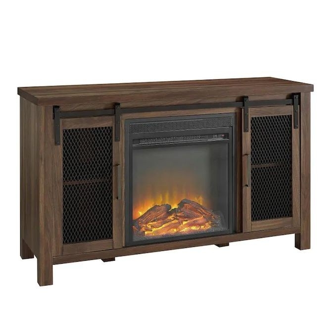 excellent walker edison 48 in w dark walnut led electric fireplace lowes electric fireplace tv stand lowes picture