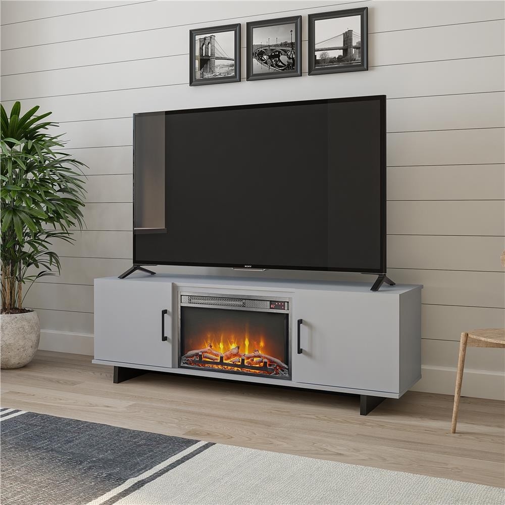 fantastic ameriwood home julia 60 in electric fireplace tv stand in dove gray electric fireplace tv stand photo