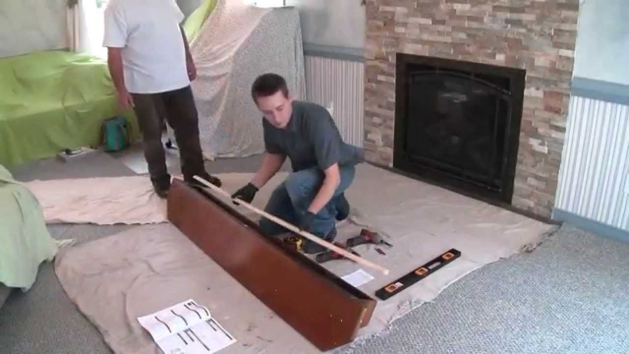 fantastic installing a pearl mantels shelf youtube attaching mantle to brick fireplace image