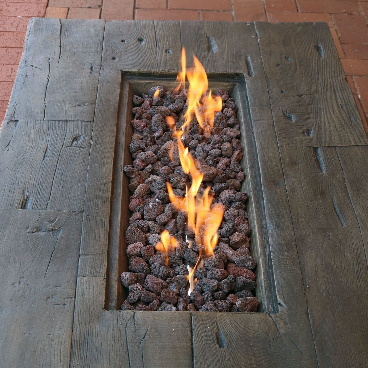 fantastic rustic faux wood outdoor propane gas fire pit coffee table #afflink fake firewood for gas fireplace image