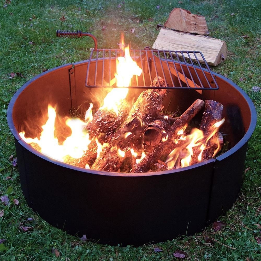 fantastic sunnydaze decor 36 in round steel wood burning fire pit kit with home depot fireplace grate pics