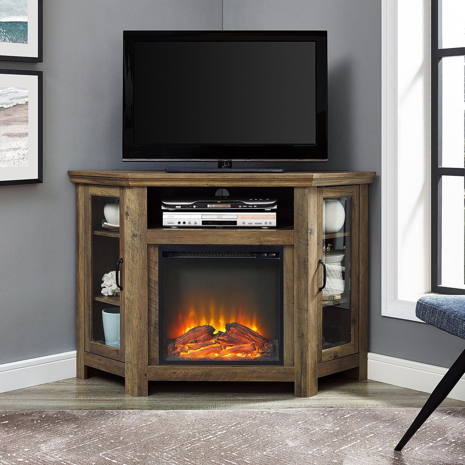 fantastic traditional 48" wood fireplace corner tv stand pier1 corner electric fireplace tv stand photo