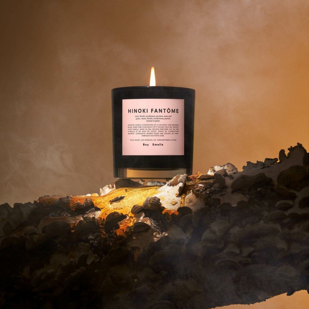 fascinating boy smells hinoki fantôme scented candle | osmology candles that smell like a fireplace picture