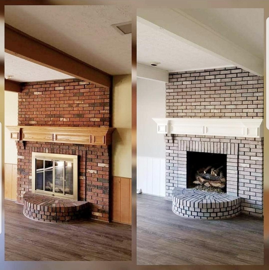 get lowes new whitewash brick fireplace with rug / how to whitewash brick farm how to clean sut from fireplace photo