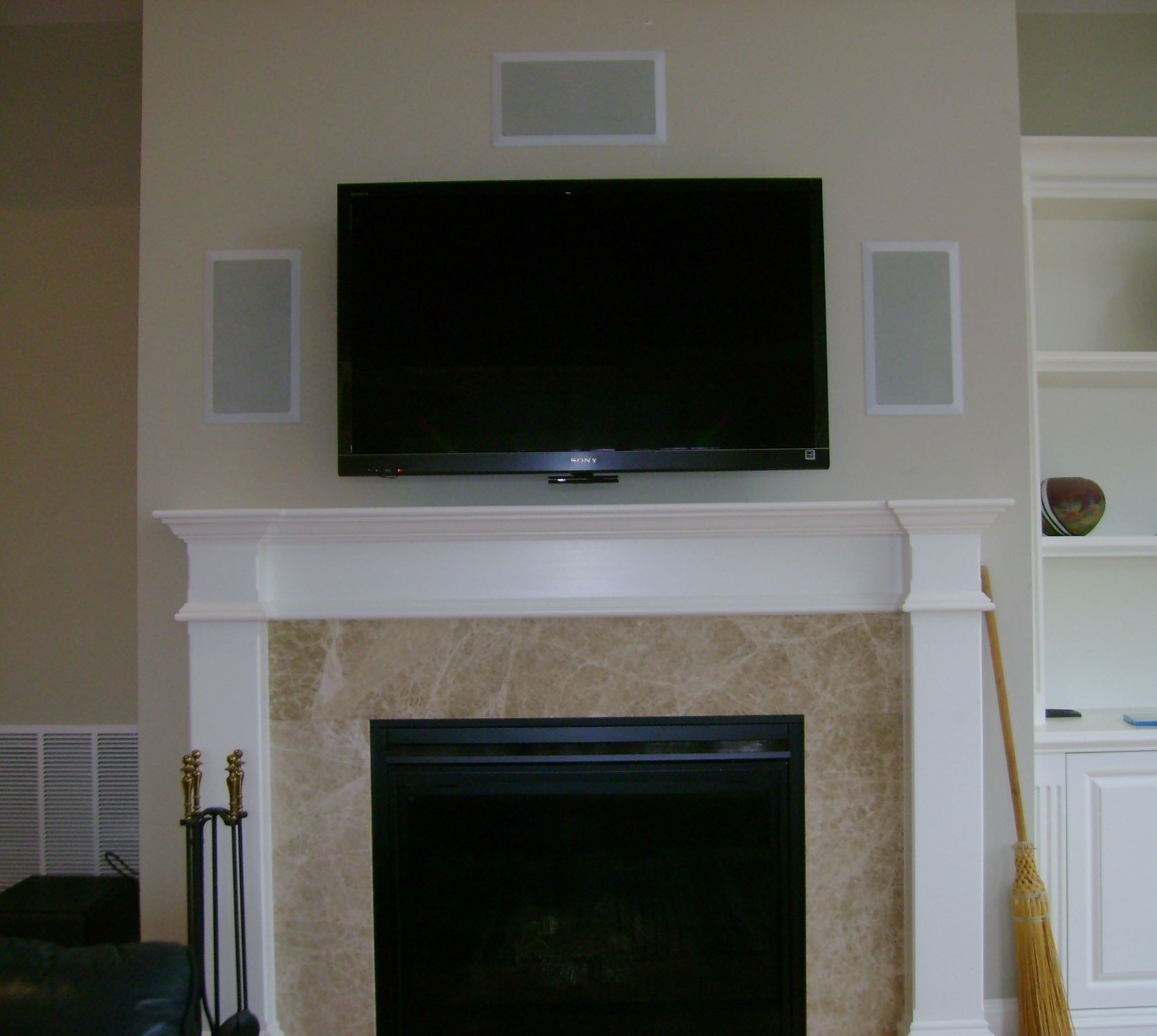 get lowes pinmarc paulus on television installation | in wall speakers tv over fireplace where to put components pics