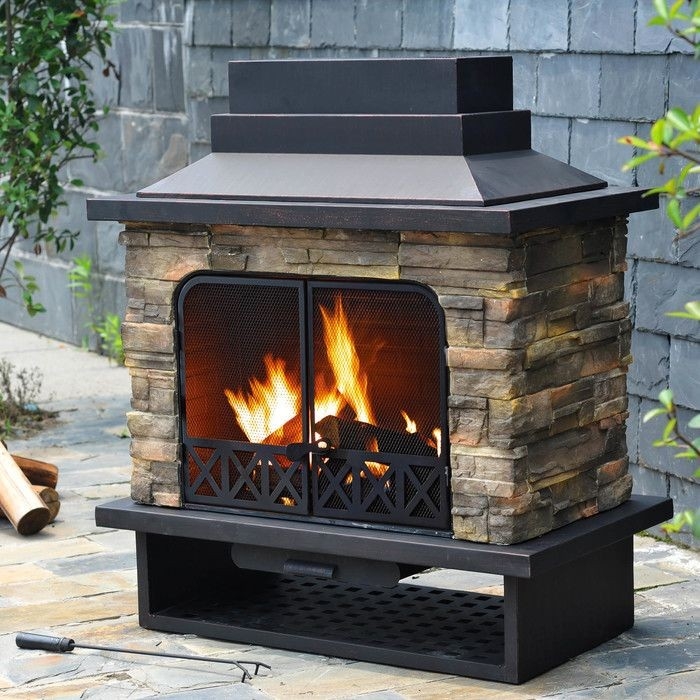 good look what i found on wayfair! | outdoor wood burning fireplace, outdoor heater that looks like a fireplace image