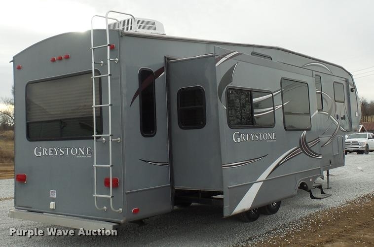 gorgeous 2012 greystone 33qx camper in clinton, mo | item da5806 sold | purple wave greystone electric fireplace manual image