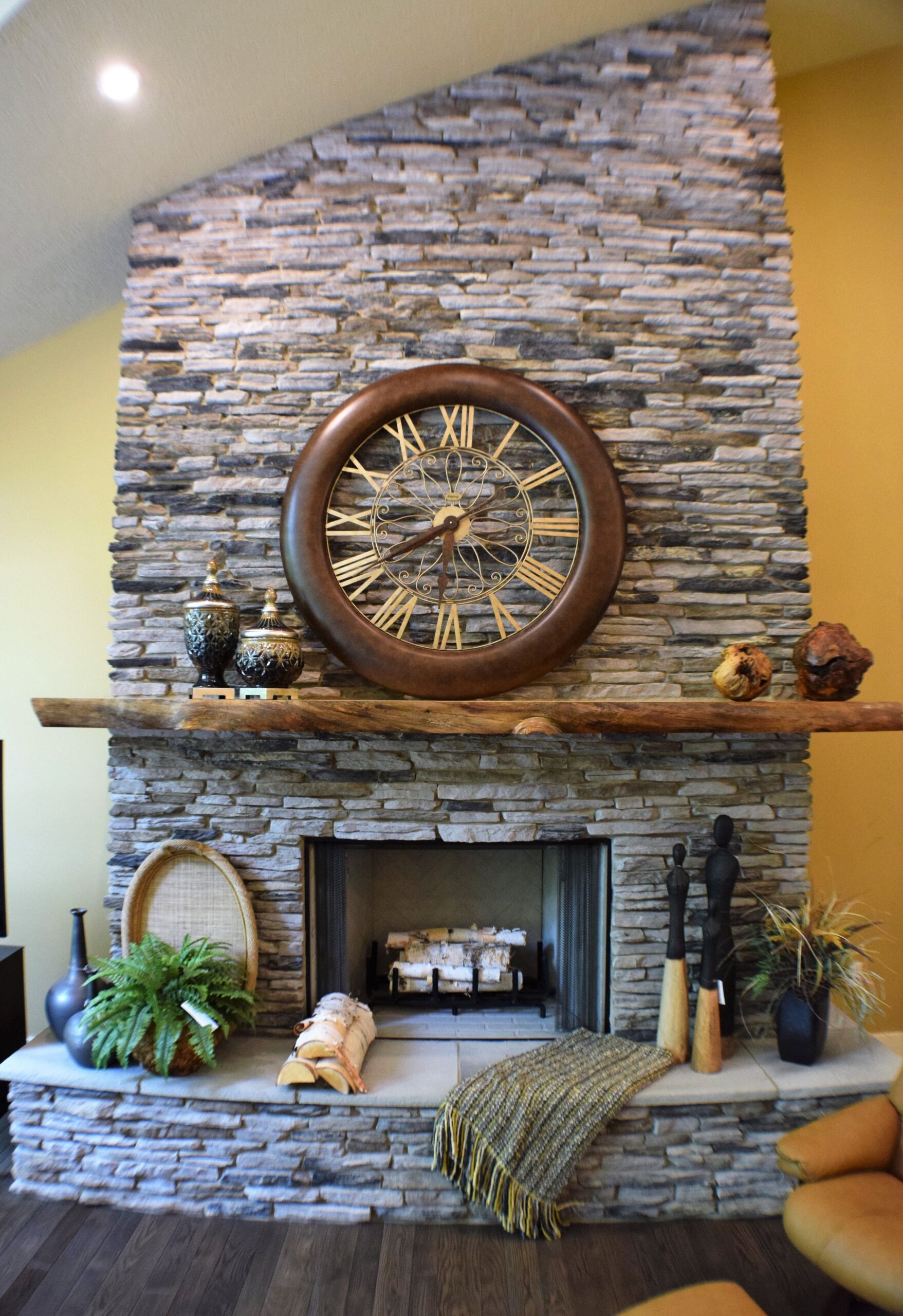 gorgeous beautiful stone fireplace with live edge mantel | stone fireplace small stone fireplace designs photo