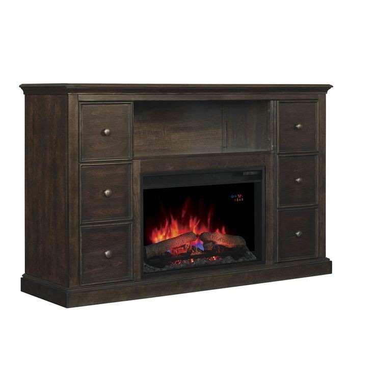 gorgeous chimney free 55 5 in w 4,600 btu buxton brown wood fan forced electric fireplace entertainment center lowes photo