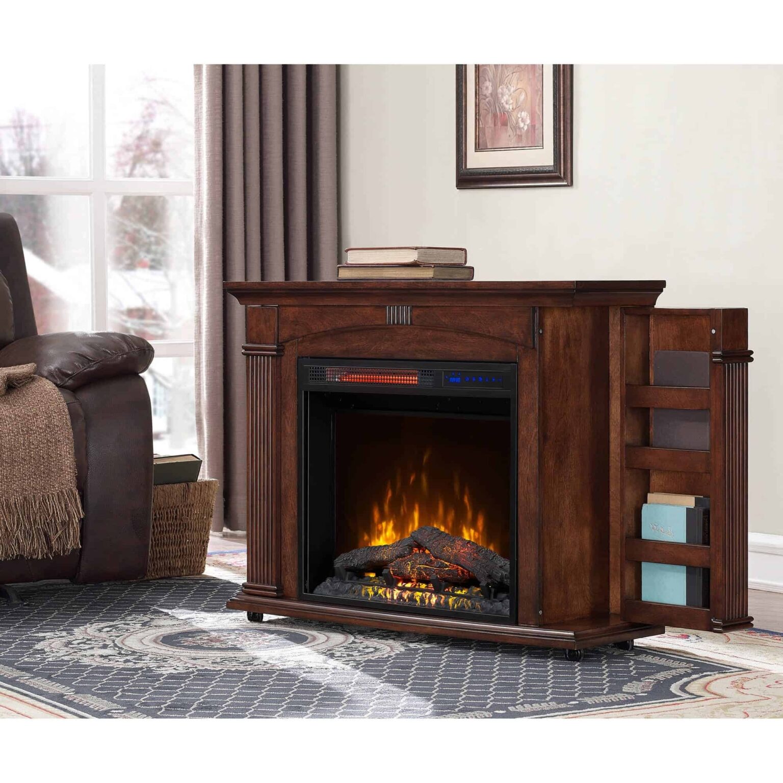 gorgeous prokonian 37 inch mantel electric fireplace in cherry fireplacess cherry wood electric fireplaces photo