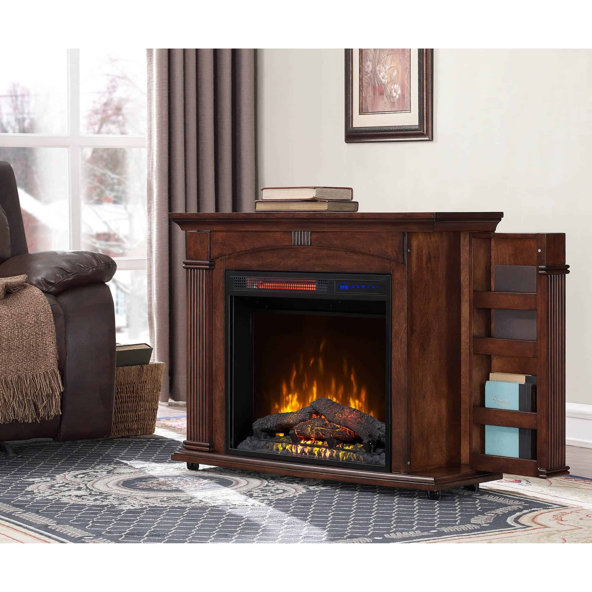 gorgeous prokonian 37 inch mantel electric fireplace in cherry fireplacess cherry wood electric fireplaces photo