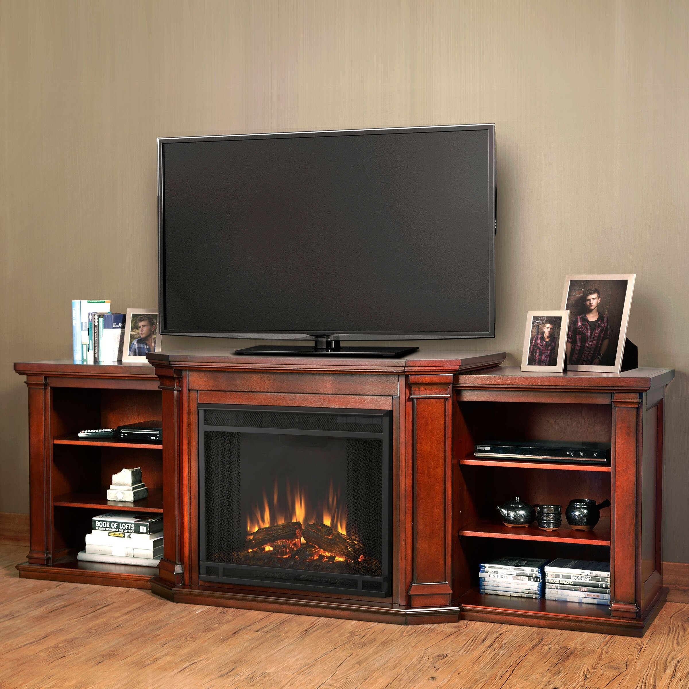 gorgeous real flame valmont tv stand with electric fireplace & reviews | wayfair tv console with electric fireplace pics