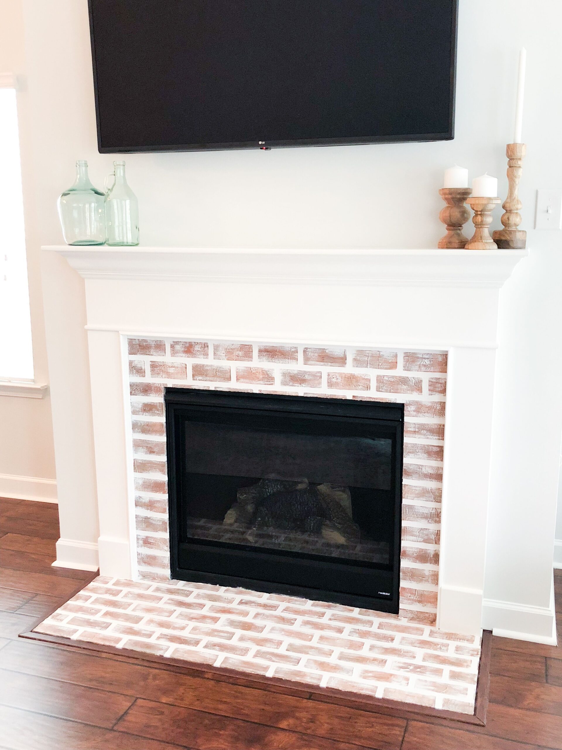 image of diy faux brick fireplace | this diy just might be my proudest to date brick fireplace cover up image