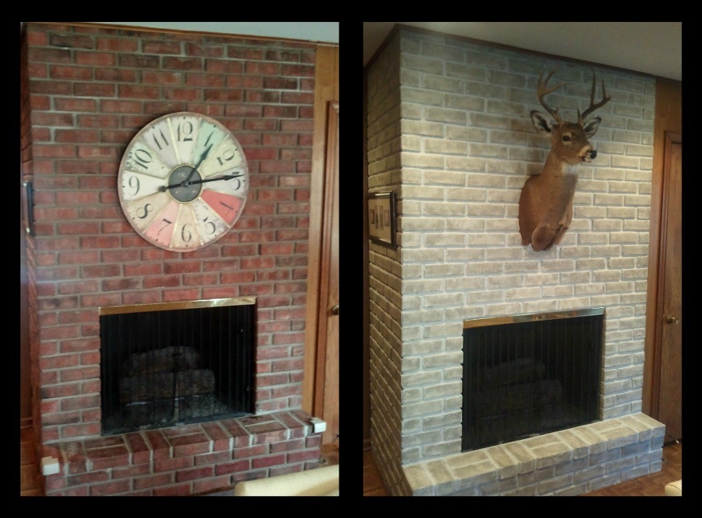 image of fireplace decorating: reluctance to paint that brick fireplace? what color should i paint my brick fireplace photo