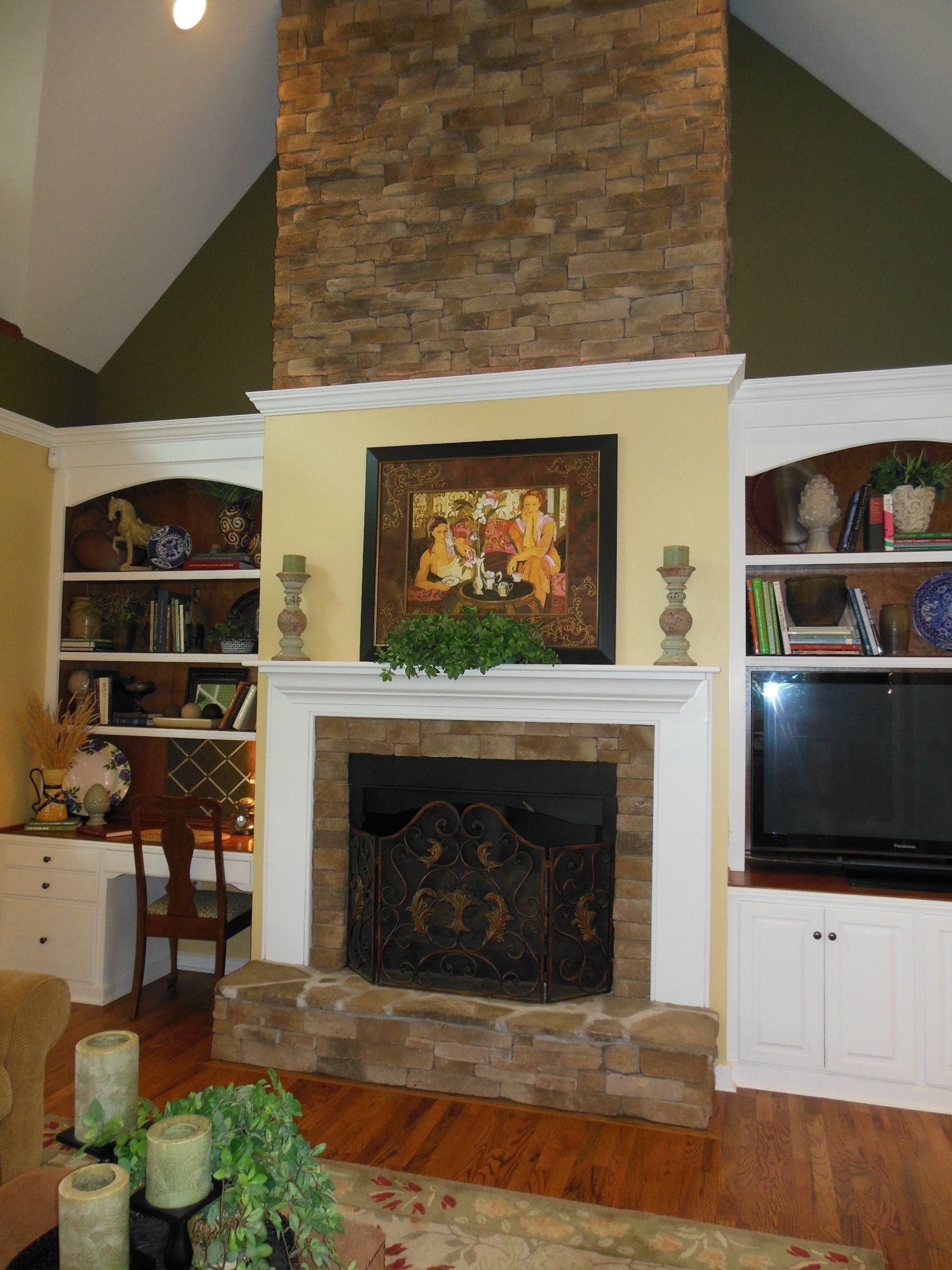 image of stone fireplace with built in bookcases | fireplace built ins, built in photos of fireplaces in homes picture