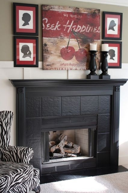 inspirational they painted their tile! love it!!!! this is totally what i need to do painting tile around fireplace pics