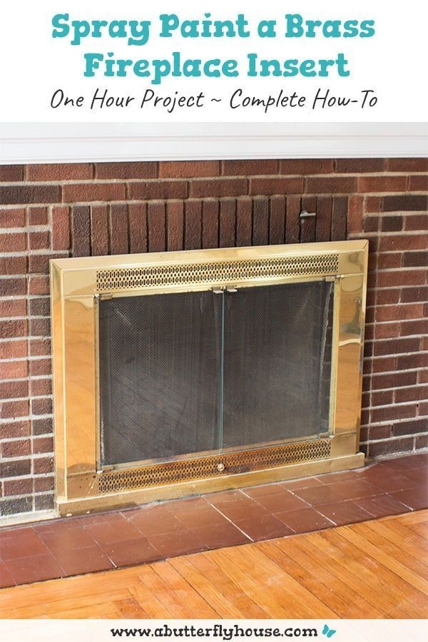 inspiring how to spray paint a brass fireplace insert | fireplace, fireplace painting a fireplace insert image