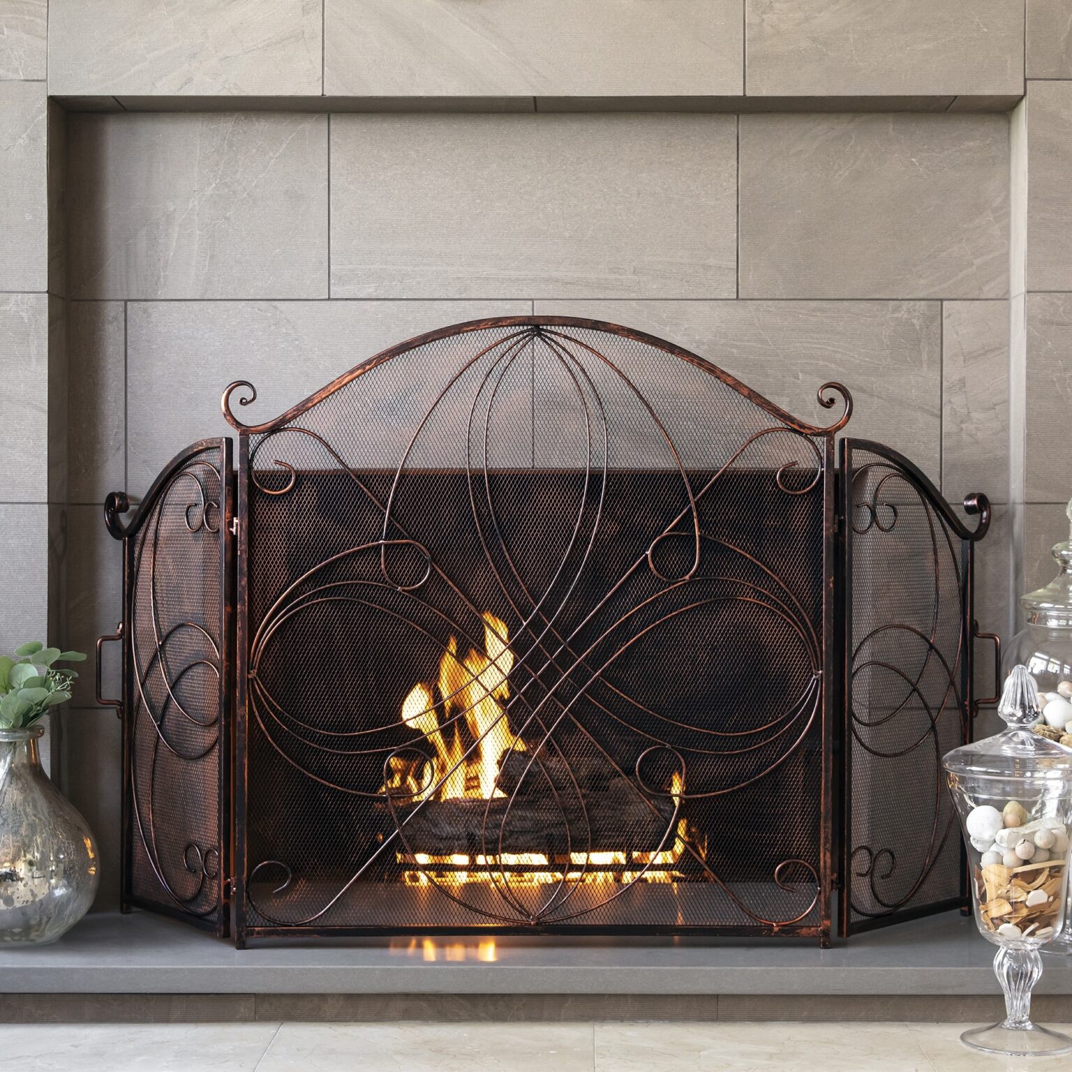 lowes best choice products 3 panel 55x33in wrought iron fireplace safety small decorative fireplace screens image