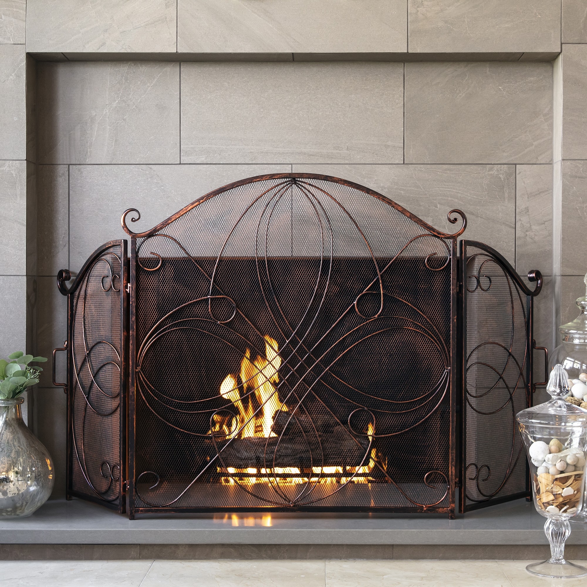 lowes best choice products 3 panel 55x33in wrought iron fireplace safety small decorative fireplace screens image
