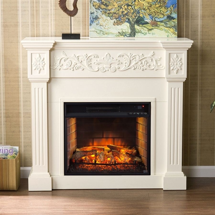 lowes boston loft furnishings 44 5 in w ivory infrared quartz electric fireplace mantels for sale lowes picture