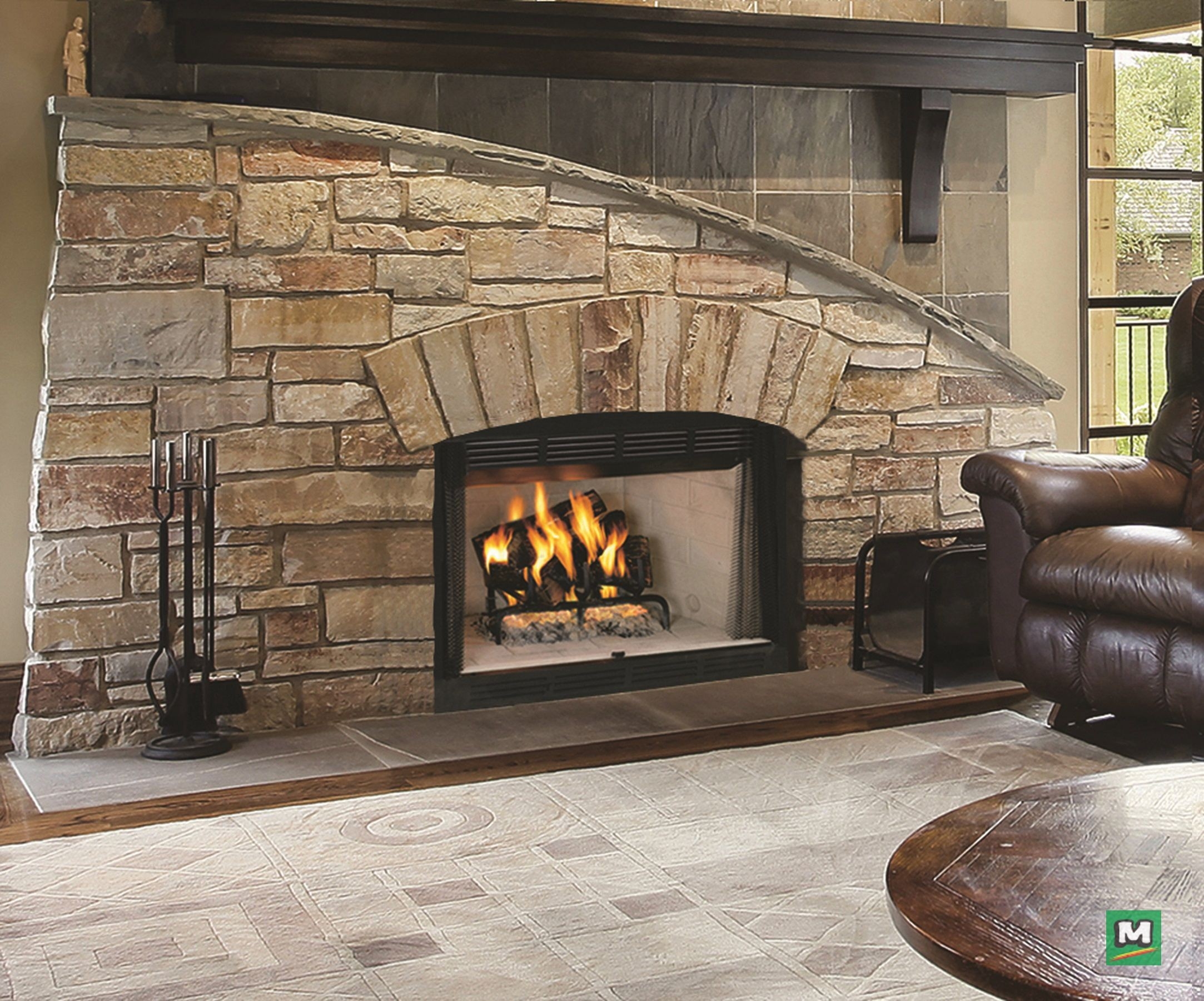 marvelous this 36" wood burning fireplace presents a "big box" look with an 2 sided wood burning fireplace insert image